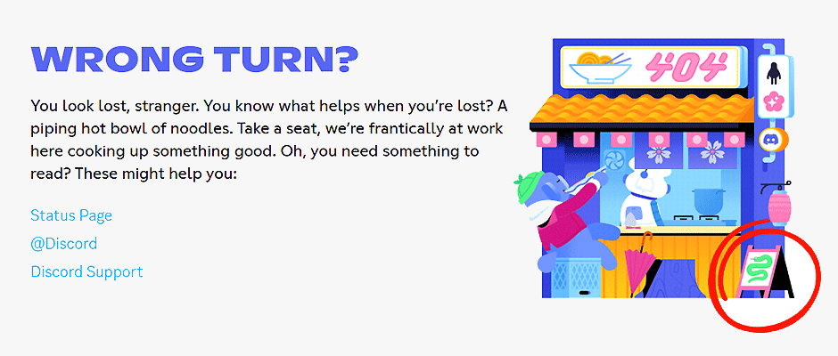 Hidden Snake game on Discord 404 page